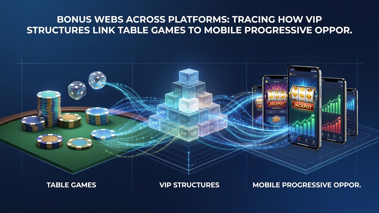 Diagram showing VIP tier progression from table game points to mobile progressive jackpot participation