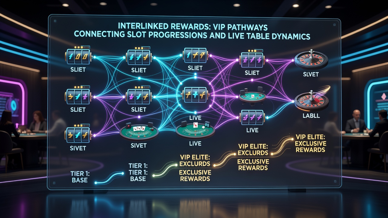 Detailed view of interconnected reward pathways between slot progressions and live table dynamics