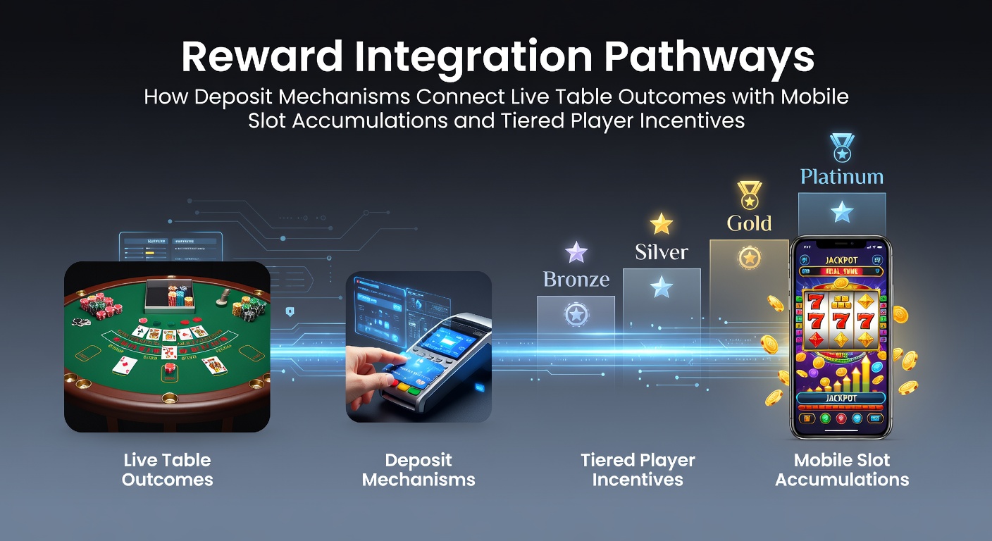 Diagram showing deposit pathways connecting live table games, mobile slots, and tiered reward systems in online casinos