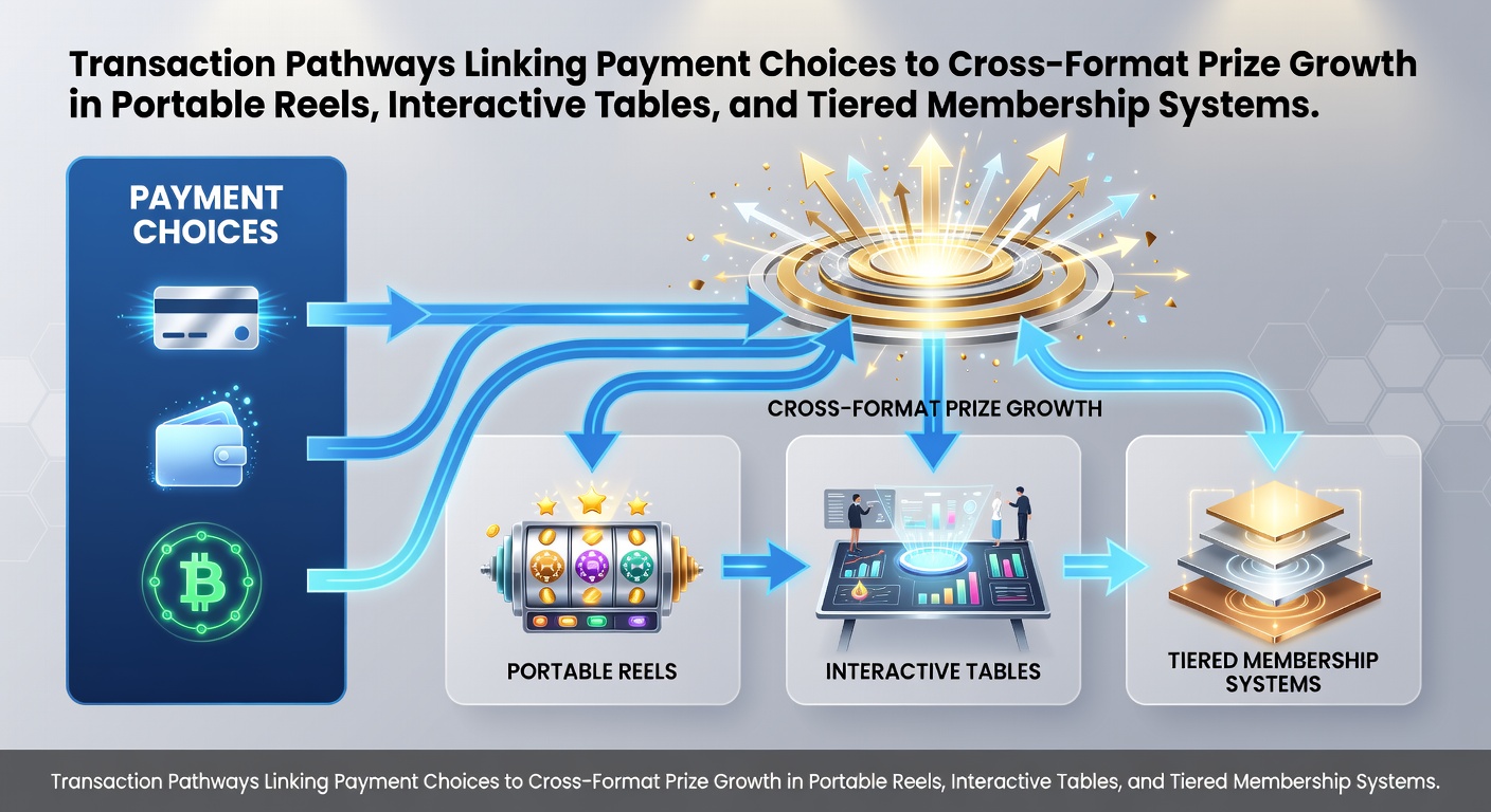 Diagram showing payment method connections to prize pools in mobile slots and table games